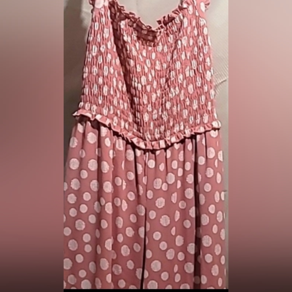 Woman's Medium Mauve Poka Dot Jumpsuit